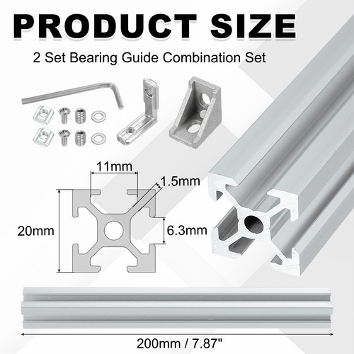 2Pz 200mm V Slot 2020 Estrusione Alluminio, Binario Lineare Anodizzato, Argento - Foto 2 di 6