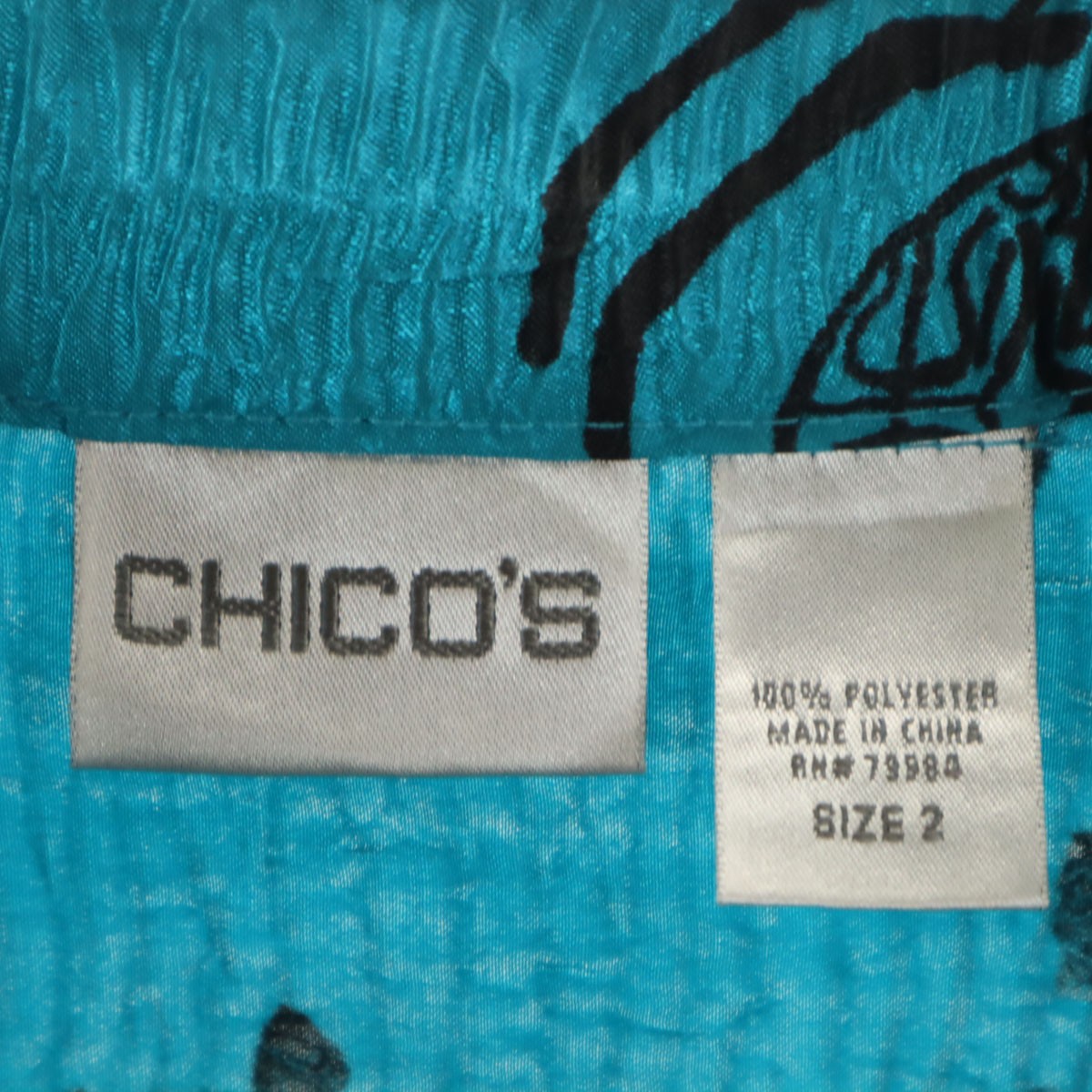 CHICO'S Chinese character pattern Long sleeve Ple… - image 7