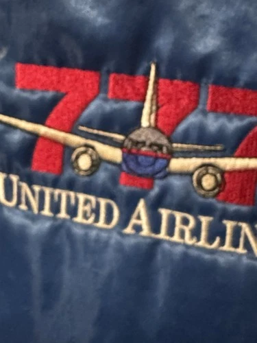Vintage Jacket UNITED AIRLINES 777 Boeing Satin USA  XL 90s image 10