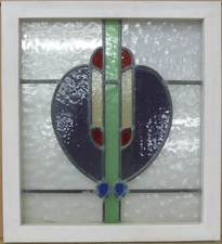 PRETTY ABSTRACT OLD ENGLISH LEADED STAINED GLASS WINDOW 19" X 21 1/4"