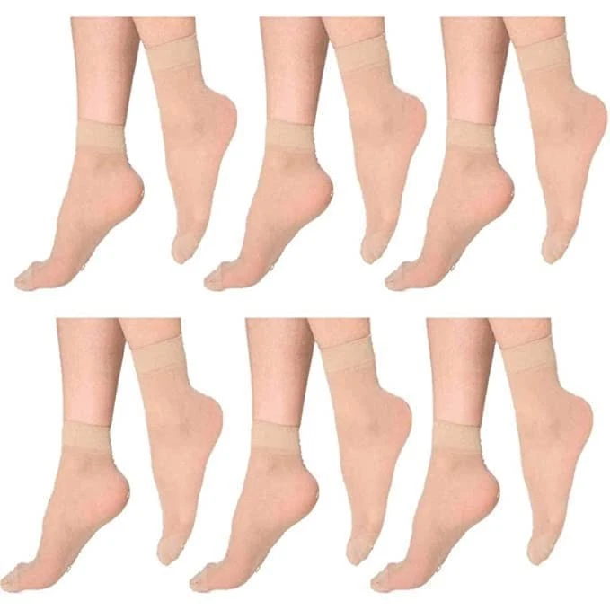 Transparent Skin Color Ankle Length Socks No Show Women/Girl Low Cut Pack of 6