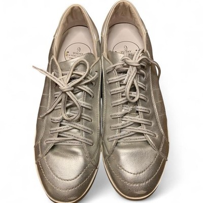 Primabase  silver Italian lace up low top leather Sneakers size 39 9 Metallic