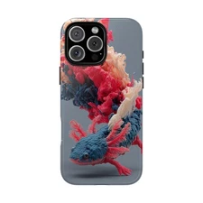 Phone Ink - Case for iPhone/Galaxy/Pixel - Axolotl Swirling Colorful Smoke