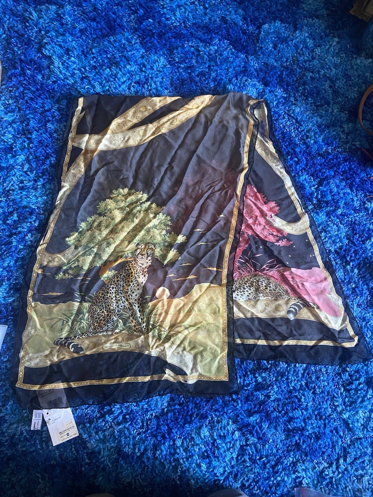 Salvatore Ferragamo Cheetah Silk Scarf 34” X 50” with Tags