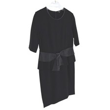 Y2K Whimsigoth Black Dress RAOUL Size 12 Gothic Minimalist Midi/Workwear Shift