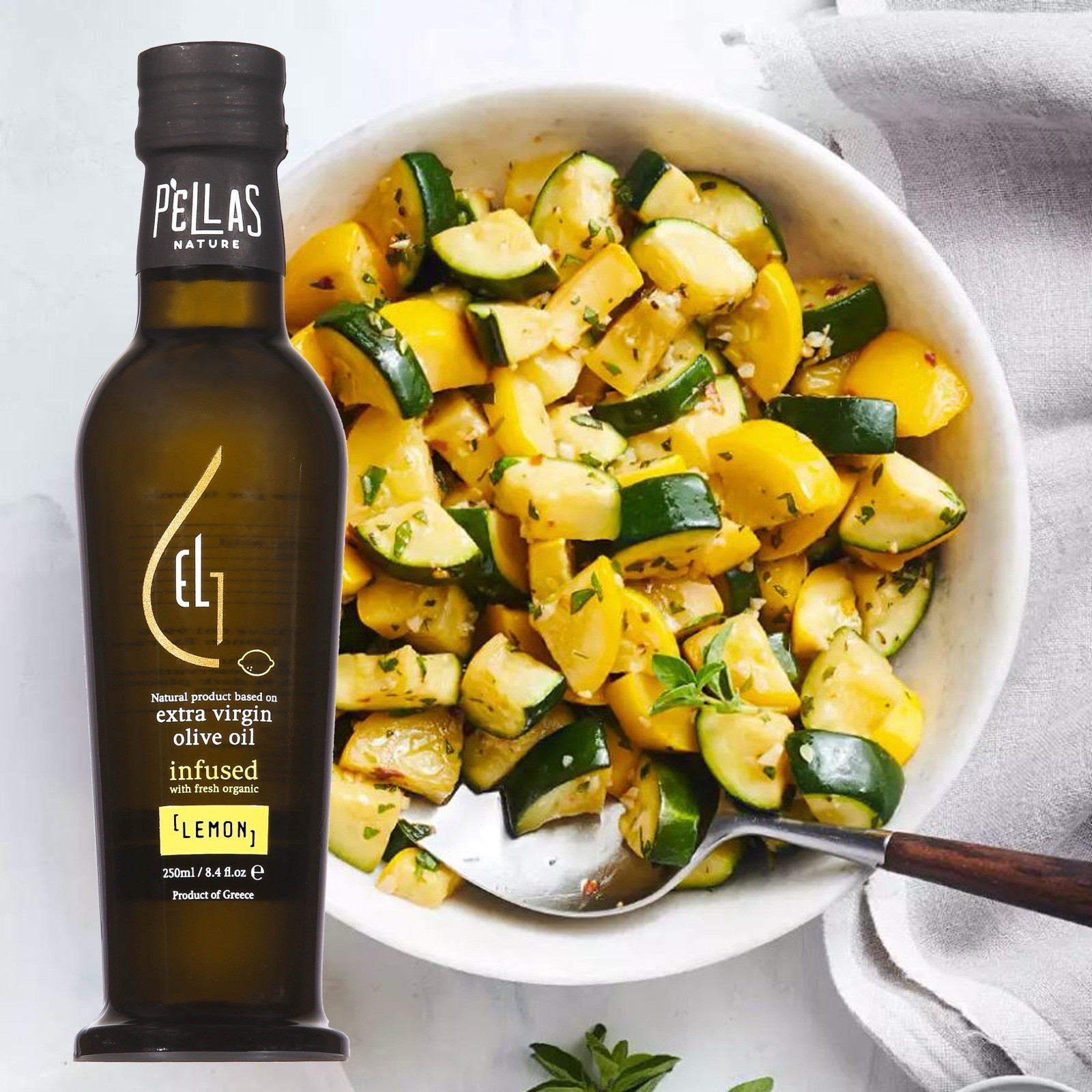 Pellas Nature, Fresh Organic Lemon Infused Greek Extra Virgin Olive Oil, 8.45 oz
