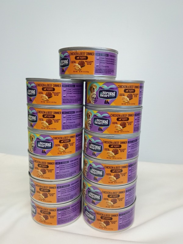 13 Strong Heart Chicken & Beef Dinner Puppy Canned Food 5.5oz Exp: Sept. 2027