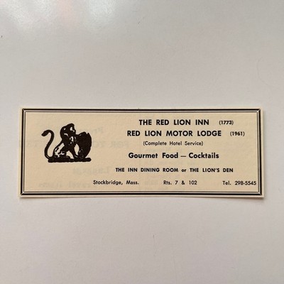 The Red Lion Inn 1773 Red Lion Motor Lodge 1961 Stockbridge MA 1965 Ad SAK3-M32