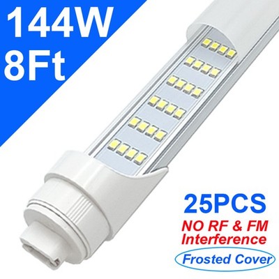 25 Pack 8Foot Led Shop Lights R17D 2Pin F96T12 HO Frost LED Bulbs 144W 6500K CW