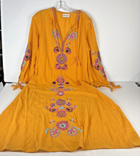 Antik Batik Magoo Longdress Orange Embroidered Cotton Maxi L/42 Beach