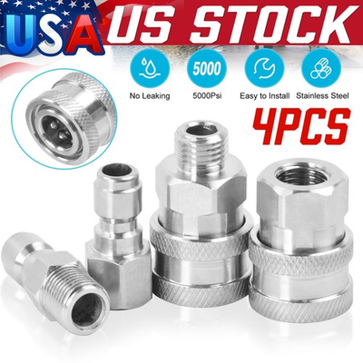 #ad 2 Sets Npt 1 4 Inch Pressure Washer Quick Connect Kit Stainless Steel Male USA $12.00