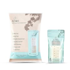 Zomee Breast Milk Storage Bags 8oz   Leakproof Double-Zip Seal - Pack of 100