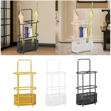 Umbrella Stand Storage Bin Sturdy with Drip Tray Iron Storage Bucket Umbrella