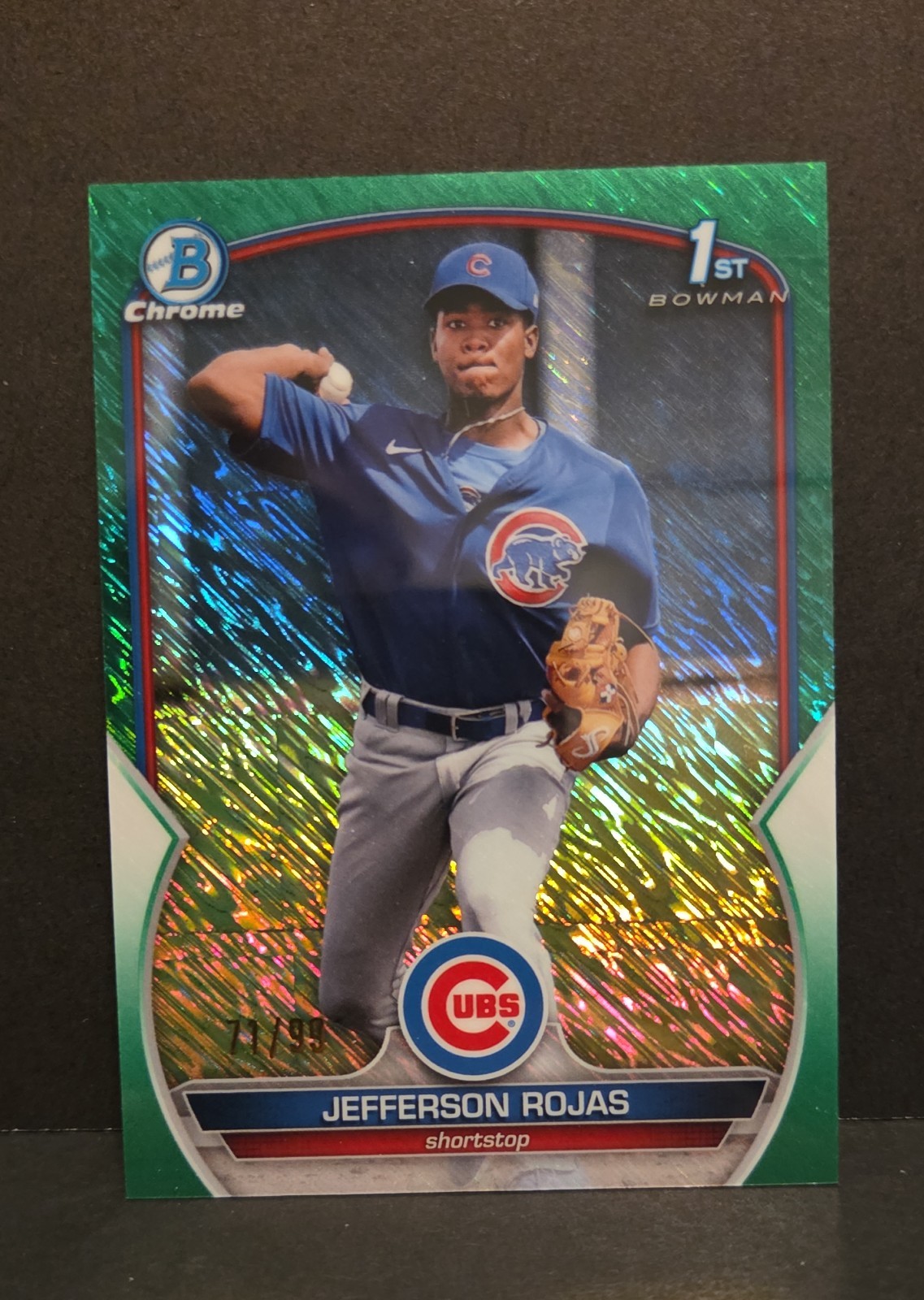 2023 Bowman - Chrome Jefferson Rojas #BCP-70 Green Shimmer Refractor /99 (RC)