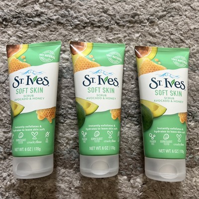 St. Ives Soft Skin Scrub Avocado & Honey Exfoliating Wash 6oz (3-pack)