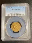 1909-D  Rare- $5 Gold Indian Head PCGS MS61 Pre-1933 “Free Insured shipping”