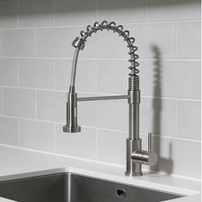 Brushed Nickel Kitchen Sink Faucet Stainless Pull Down Sprayer Swivel Mixer