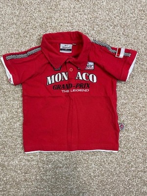 Monaco Grand Prix Embroidered BOYS RED 5/6 Short Sleeve Polo Shirt Toddler