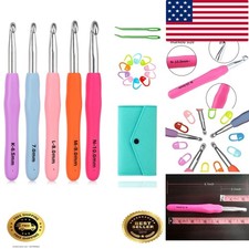 Large Ergonomic Crochet Hooks Set 6.5mm 7.0mm 8.0mm 9.0mm 10.0mm 5 Size