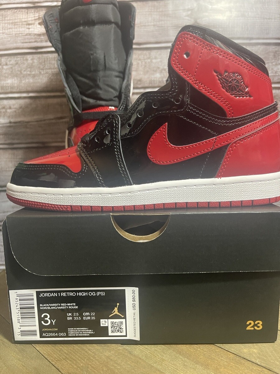 Nike Air Jordan 1 Retro High OG Patent Bred Banned AQ2664-063 Size