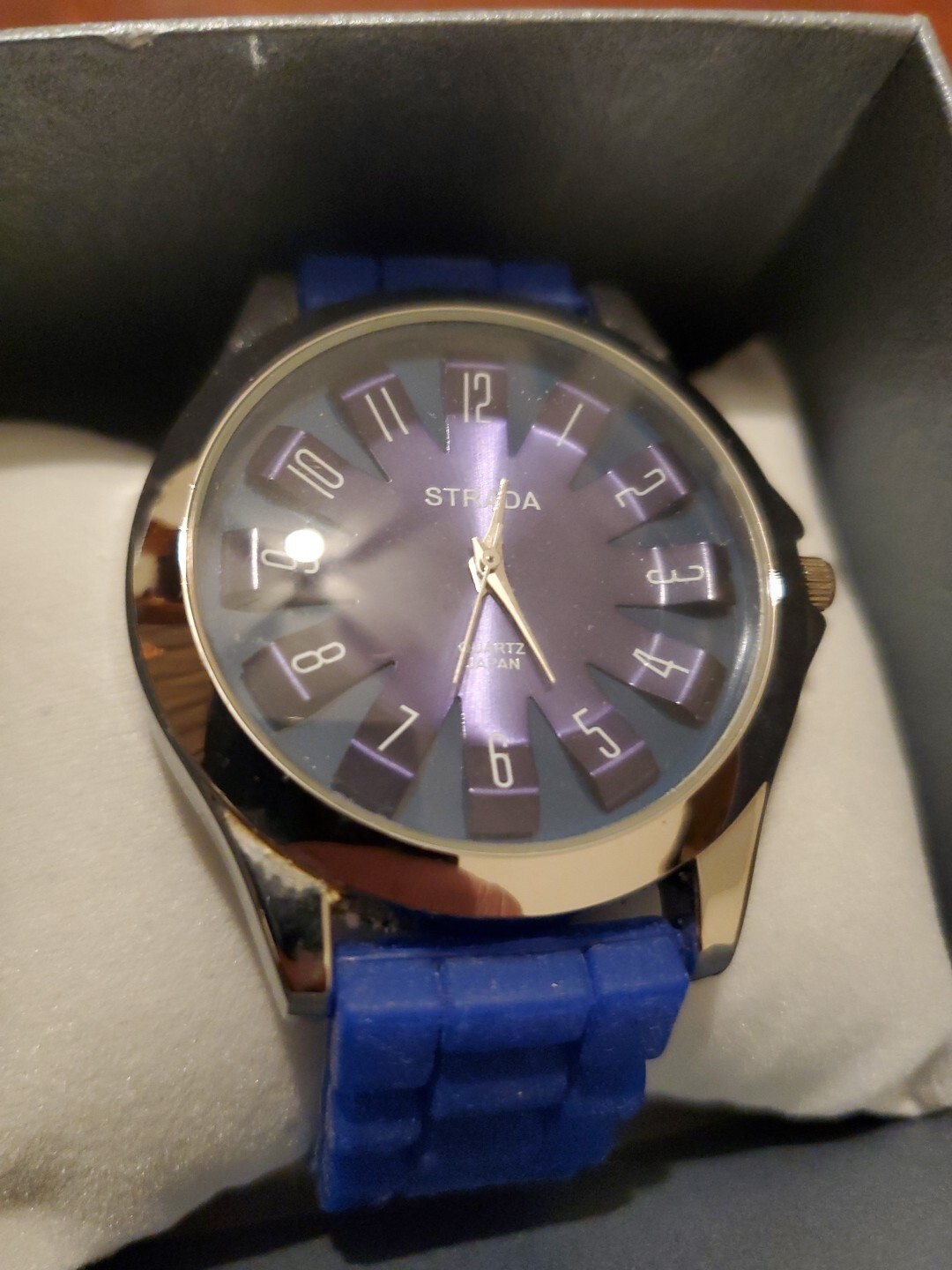 STRADA Japanese Movement Watch with Dark blue Dial Dark Blue Band IP Plating