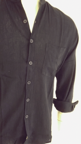 BNWT men cheese cloth gpa shirt black ,with matching buttons l/s Size=4XL  - 第 1/5 張圖片