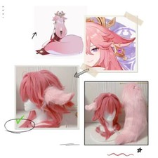 Genshin Impact Yae Miko Cosplay Prop Sheep Cat Ear Hair Hoop Tail Halloween Wig