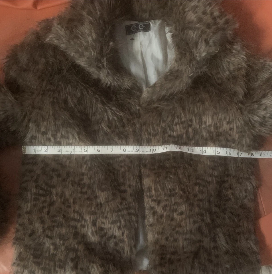 Abrigo corto algodón caramelo marrón imitación piel animal estampado talla Uk12 damas Foto 4 de 4