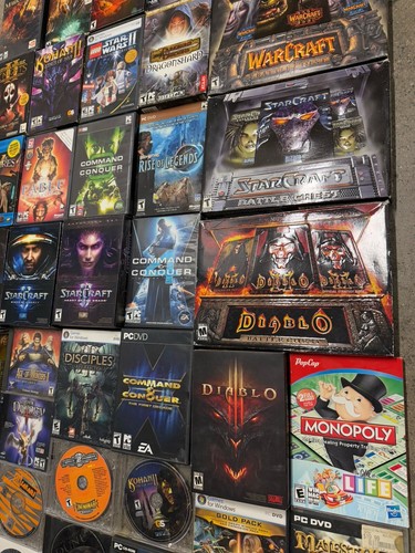 Mega lotto 70 giochi videogiochi vintage PC alcuni con scatole StarCraft Diablo Warcraft - Foto 11 di 14