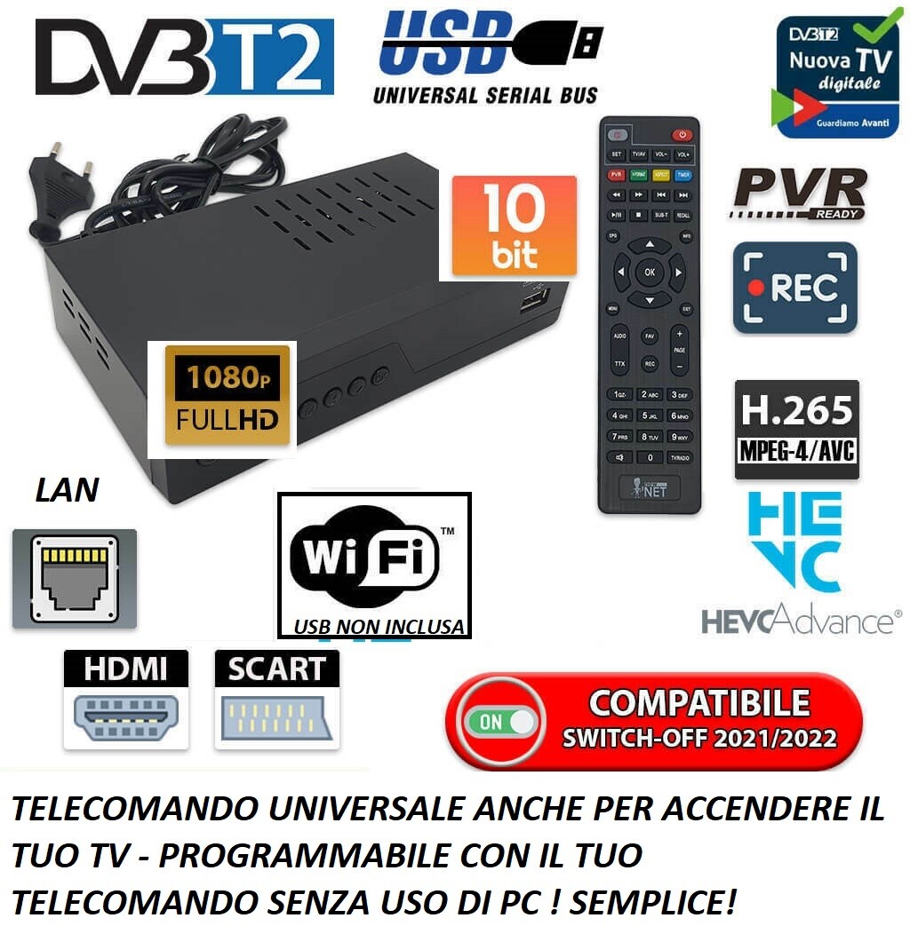 OFFERTA Decoder DVB-T2 Switch-Off | Ricevitore USB PVR Full HD Smart