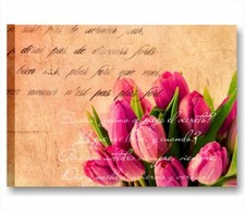Tulipani Vintage 2 - Quadro Moderno Fiori Rosa 70x50 Stampa su Tela Soggiorno