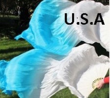 Silk Fan Veils Belly Dance 100 Silk Quick Ship USA Store