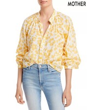 MOTHER NWT $248 THE SUNBURST COTTON LEOPARD FLORAL PRINT TOP. MADE IN USA. SZ M
