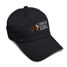 Soft Women Baseball Cap Shetland Sheepdog Sheltie Girl Embroidery Buckle Closure