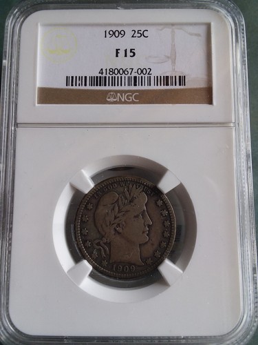 1909-P Barber Quarter, NGC F-15