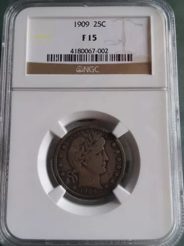 1909-P Barber Quarter, NGC F-15