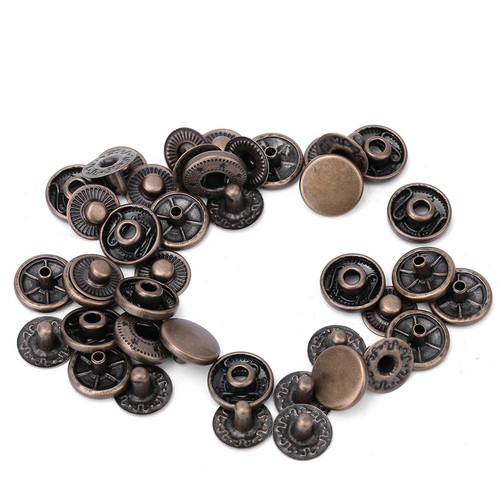 50 Set Pure Brass Snap Buttons Round Button Cloth Luggage Decor(12.5mm Bronze) - Picture 4 of 22