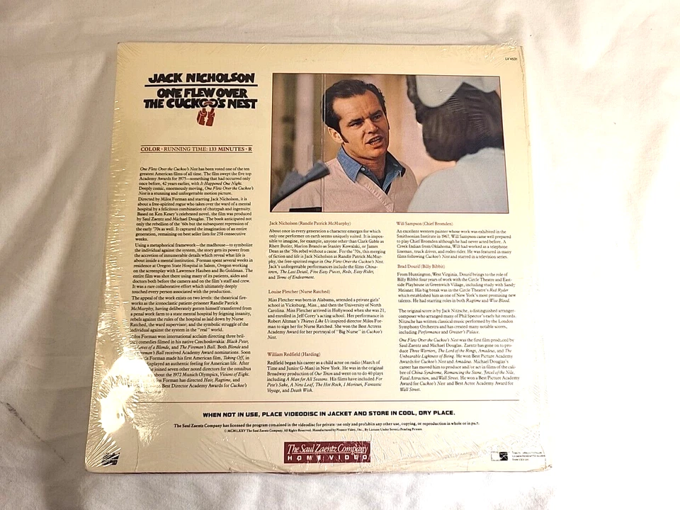 One Flew Over the Cuckoo's Nest (Laserdisc) *SEALED, read desc.* Jack Nicholson - Image 3 of 4