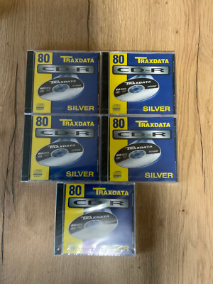 5x TRAXDATA CD-R Silver Rewritable-8x Speed 80 Minuten Top Zustand Geb.