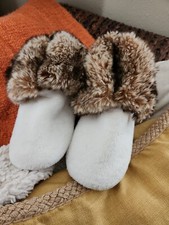 NEW Pottery Barn Women's Faux Fur Cozy Ombre Slippers Booties S