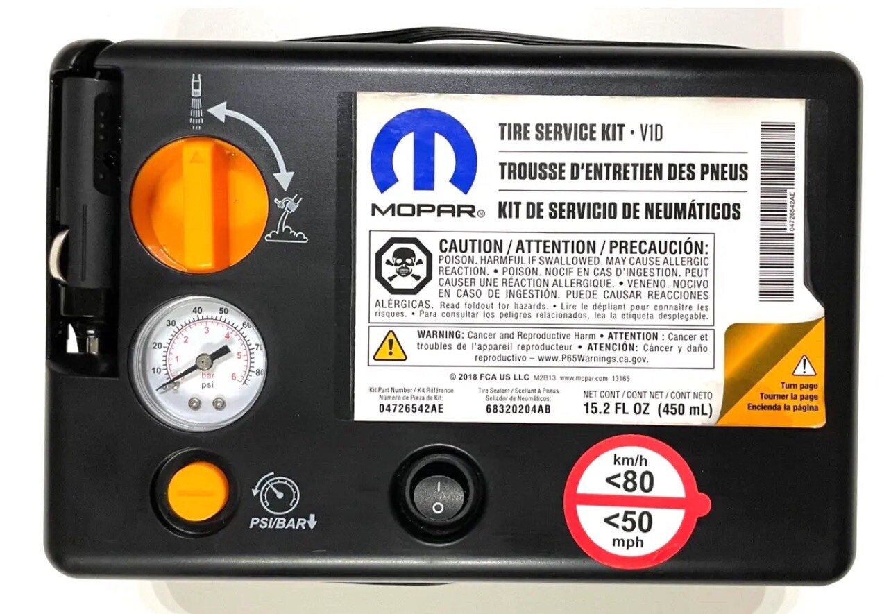 DODGE / CHRYSLER / JEEP TIRE REPAIR KIT SEALANT , PORTABLE AIR PUMP KIT eBay