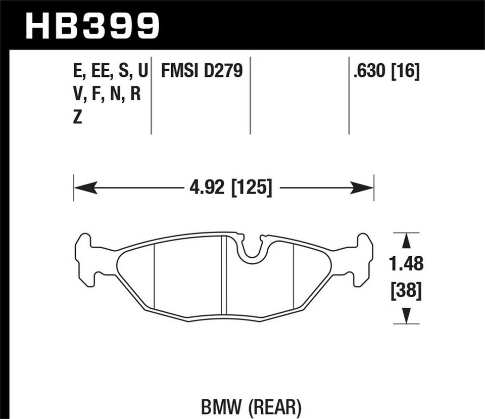 Juego de pastillas de freno de disco traseras Hawk para BMW 325is DTC-60 1987-1990 pastillas de freno de disco Foto 3 de 4