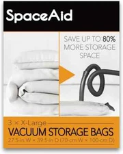 SpaceAid Jumbo Vacuum Storage Bags, Space Saver Sealer X-Large 3 Pack, Clear