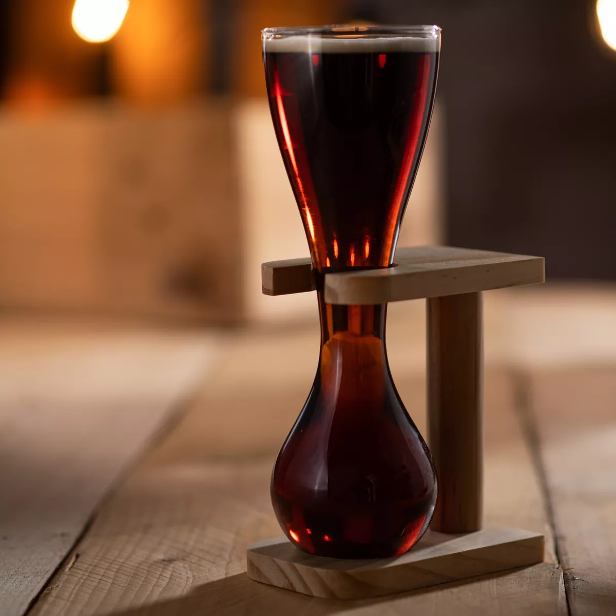 Glass Quarter Yard of Ale with Stand Kwak Style Beer Glass