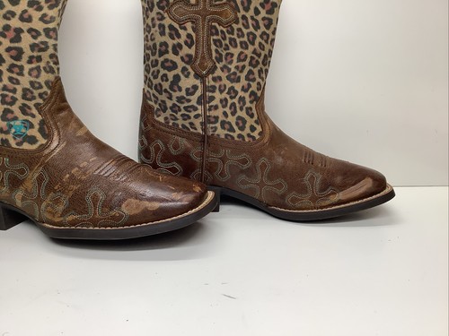 BOYS ARIAT 4 LR SQ TOE BROWN BOOTS SIZE 4 - Picture 5 of 11