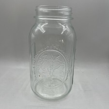 Vintage Ball 62A Genuine Sculptured Glass Mason Jar Quart Sized A19 Fruit Design