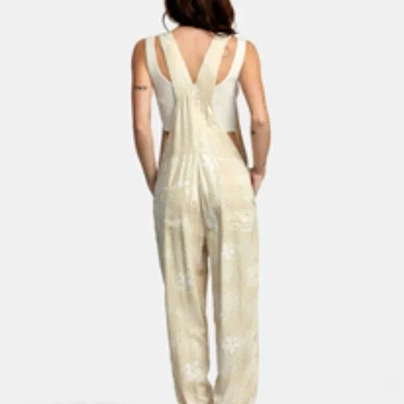 Mono floral RVCA beige Yume adulto 29 Seniesa pierna recta cintura tiro medio Foto 4 de 4
