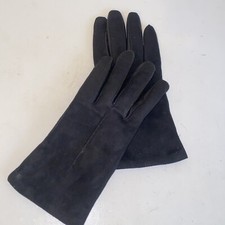 Vintage Women's Size 8 Montefusco Black Leather 100 Wool Lined Gloves