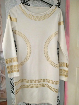 white and gold club dress