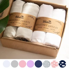 Baby Bassinet Fitted Sheets 4 Pack for Almost Bassinet Multi Size/Color Options